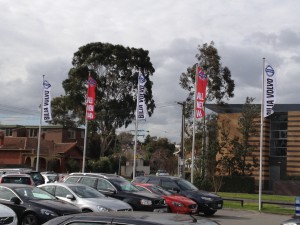 Bilia Volvo auto dealership flagpoles