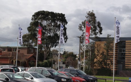 Intrack flagpole project for a car dealership