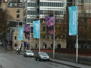 Russell Street flagpoles June 2013